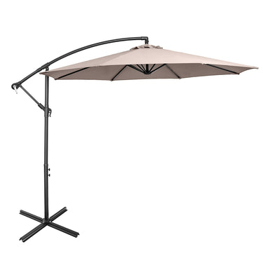 3M Patio Offset Umbrella w/8 Ribs, Cantilever Umbrella w/Cross Base and Crank - PatiojoyAU