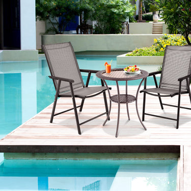 Outdoor Round Dining Table, Patio Bistro Table w/ Tempered Glass Tabletop