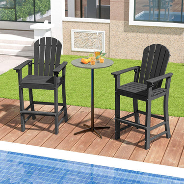 2 Pcs Outdoor Tall Adirondack Chair 77cm Seat Height, HDPE Bar Height Patio Chair with High Backrest