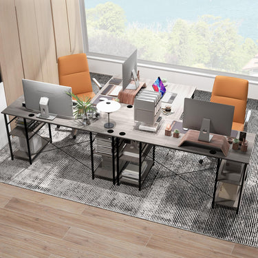 151CM Convertible L-shaped Computer Desk with 4 Storage Shelves for Home Office