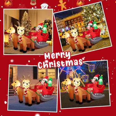 2.2M Long Christmas Inflatable Santa and Reindeer