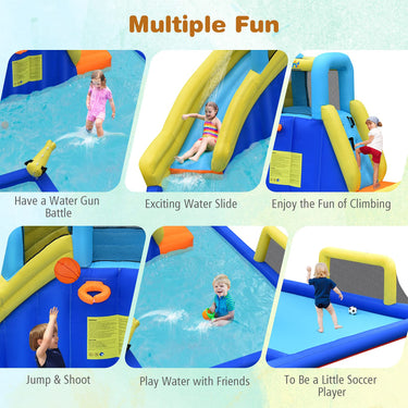 Inflatable Water Jumping House with Water Sprayers & Slide for Outdoor Play (without Blower)
