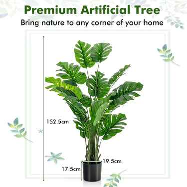 1.5M Artificial Faux Monstera Deliciosa Plant W/Cement Pot