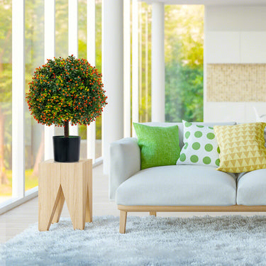 2-Pack Faux Potted Plant with Orange Fruit and Cement Base