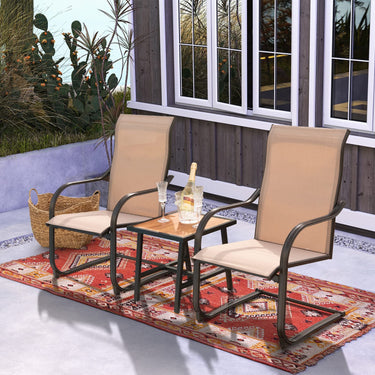 C-Spring Motion Patio Dining Chairs Set of 2, High Back Patio Chairs with Breathable Fabric