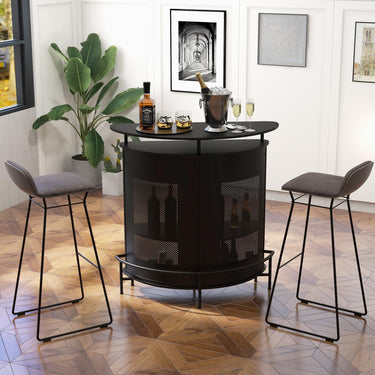 4-Tier Bar Table with Curved Countertop and 3 Stemware Holders