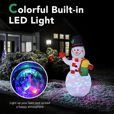 150CM Tall Illuminated Snowman Inflatable with Built-in Colorful LED Lights