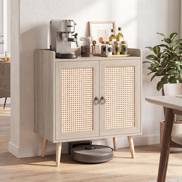 Sideboard Buffet Cabinet with Rattan Doors and Adjustable Shelf