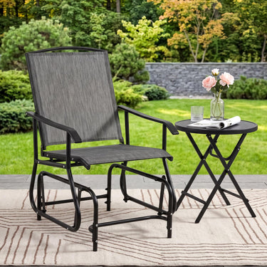 Outdoor Glider Chair with Metal Frame & Breathable Fabric