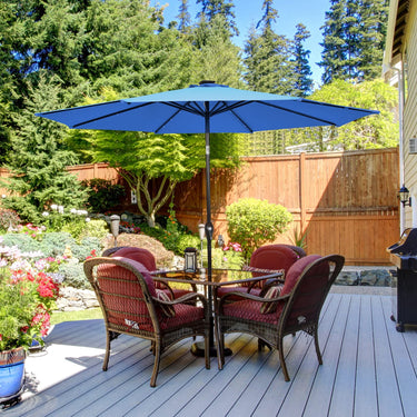 3m Solar Powered LED Lighted Patio Umbrella, Table Market Umbrella with Tilt and Crank