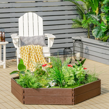 HDPE Raised Garden Bed, Outdoor above Ground Garden Planter W/ 2 Configurations of Rectangular & Hexagon