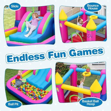 4-in-1 Inflatable Bounce House with Slide and Jumping Area