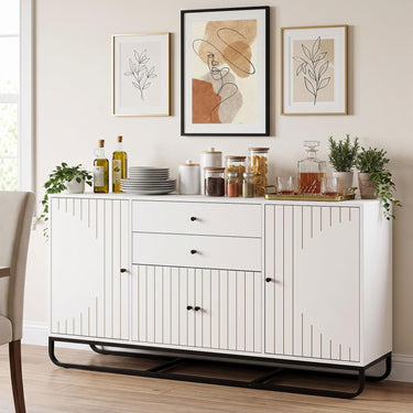 Modern Buffet Cabinet with Drawers Doors and Adjustable Shelves