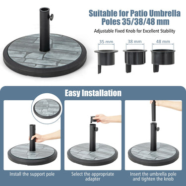 16 KG Patio Umbrella Base w/ 3 Adapters, Built-in Cement, Fit Umbrella Poles 35/38/48 mm - PatiojoyAU