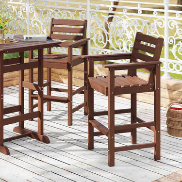 Patio Adirondack Bar Chairs Set of 2 with Wide Armrests and Footrest