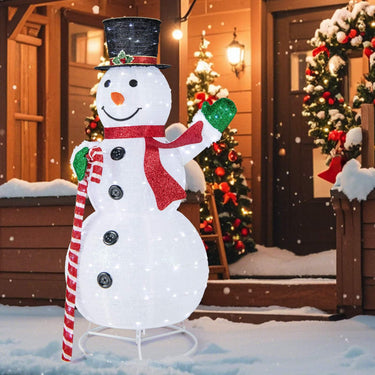 150 cm Lighted Pop-up Snowman, Large White Pre-lit Christmas Decoration w/ 180 LED Lights