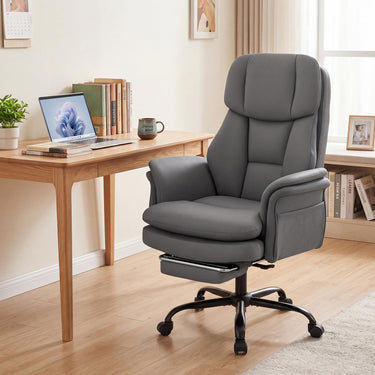 Ergonomic Cross Legged Office Chair with Retractable Footrest and 5 Wheels