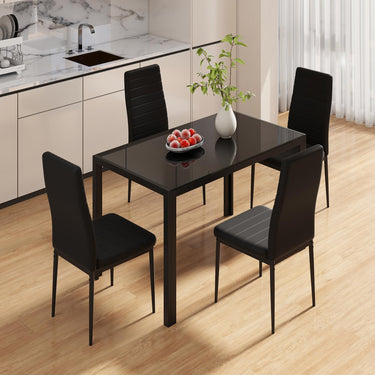 120 CM Modern Dining Table for 4 Rectangular Kitchen Table with Glass Tabletop