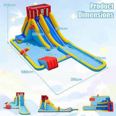 7 in 1 Inflatable Water Park Dual Long Slide Jumping Bounce House