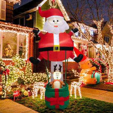 2.5M Inflatable Christmas Santa Claus with Hot Air Balloon & Reindeer
