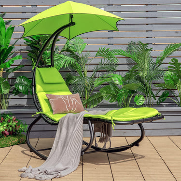 Hammock Lounger Chair with Shade Canopy, Outdoor Rocking Chair Powder-Coated Steel & Waterproof Fabric - PatiojoyAU