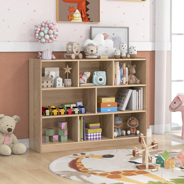 3-Tier Open Bookshelf Storage Cabinet with 8 Cubies