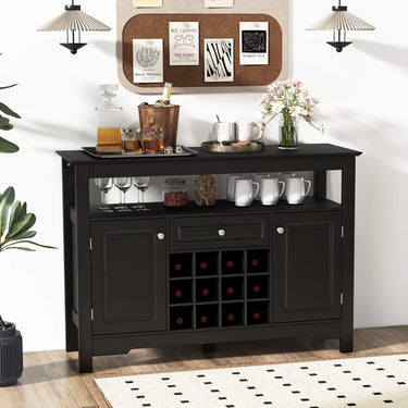 Modern Dining Buffet Cabinet with Wine Rack & 2 Cabinets & Drawer