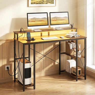 120cm Computer Desk with Charging Station and LED Lights