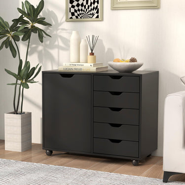 Mobile Storage Unit with 5 Drawers and Cupboard