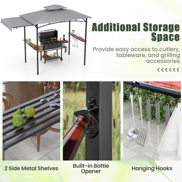 318 cm x 153 cm Outdoor BBQ Gazebo with 2 Side Shelves