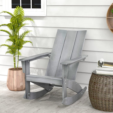 Adirondack Rocking Chair, Waterproof Porch Rocker with Curved Back, Rounded Armrest