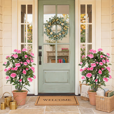 Artificial Rose Tree, 35.5" Faux Rose Flower Tree with 32 Blooming Flowers