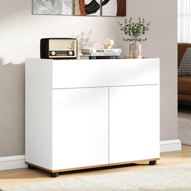 Wooden Coffee Bar Station Table with 1 Drawer and 2 Doors for Kitchen