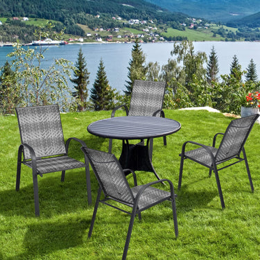 Set of 6 Outdoor PE Wicker Stackable Chairs, Patio Dining Chairs with Sturdy Steel Frame