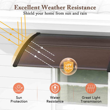122 x 99cm Window Door Awning Canopy with UPF50+ Sun Rain Snow Protection