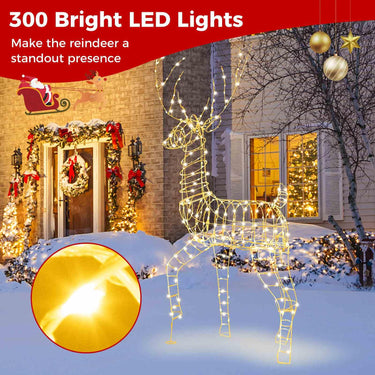 180CM Pre-Lit Christmas Reindeer 3D Buck Xmas Decoration