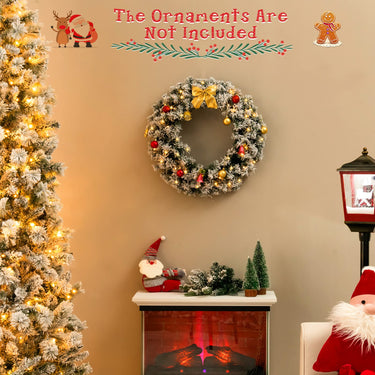 270CM Flocked Christmas Rattan & 61CM Christmas Wreath for Decoration