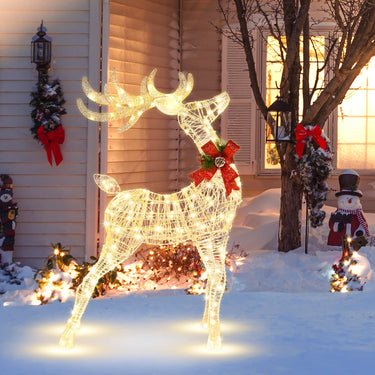 Christmas Lighted Reindeer with 120 LED Bulbs 4 Ground Stakes and 10 Zip Ties