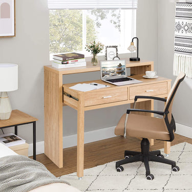 Extending Writing Desk Console Table with 2 Drawers