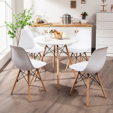 5 PCS Dining Table Set with Solid Wood Leg and Reinforced Metal Frame for Kitchen/Dining Room