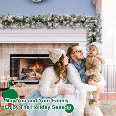 270CM Flocked Christmas Rattan & 61CM Christmas Wreath for Decoration