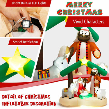 180cm Christmas Inflatable Nativity Scene with LEDs & Built-in Air Blower