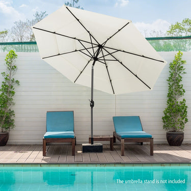 3M 3-Tier Patio Umbrella, Double Vented Outdoor Umbrella w/Push Button Tilt