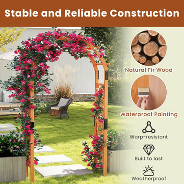 235 cm Garden Arch Wooden Arbor Outdoor Wood Trellis for Climbing Plants