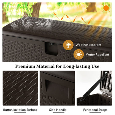 378 L Patio Deck Box, All Weather Storage Container w/Lockable Lid