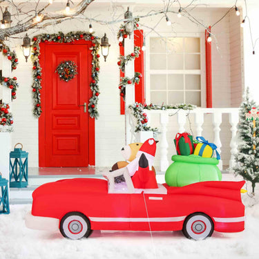 2.35M Long Christmas Inflatable Santa Claus with Gift Bag and 9 LED White Lights