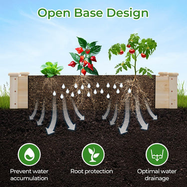120 x 61 x 25.5 cm Outdoor Elevated Planting Bed for Garden