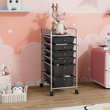 Rolling Storage Cart with Removable Drawers and Lockable Wheels for Home Office School