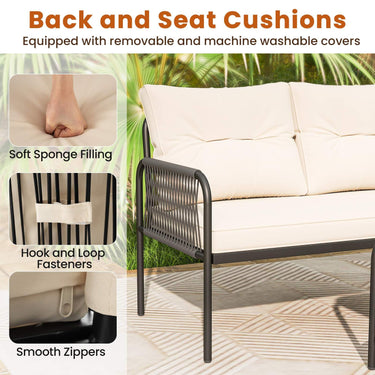 3 Piece Patio Sectional Sofa Set with Thick Cushions