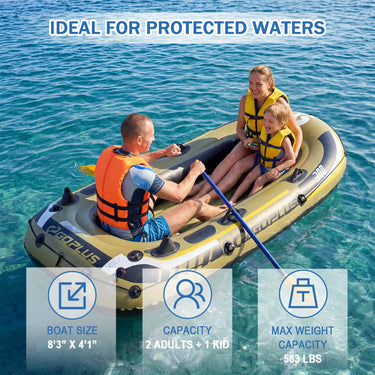 Inflatable Boat, 3/4 Person Heavy-Duty Fishing Raft Set